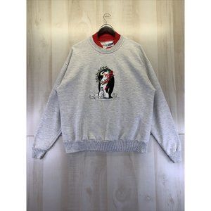 Vintage 1990s Endless Designs USA Grandma Sweatshirt Penguins Christmas Size L